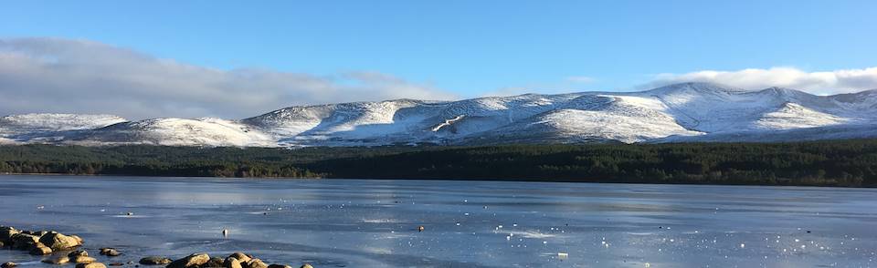 Frozen Loch Morlich, winter in Aviemore